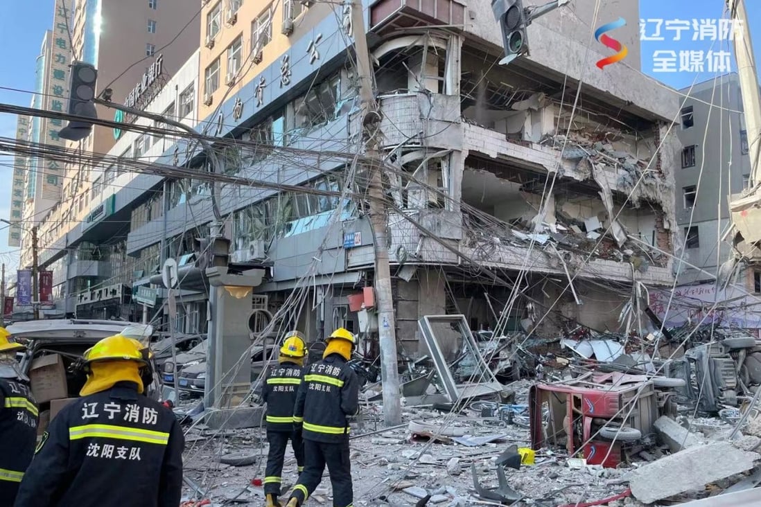 A suspected gas explosion has damaged multiple buildings and cars in Shenyang, capital of Liaoning province in northeastern China. Photo: Handout
