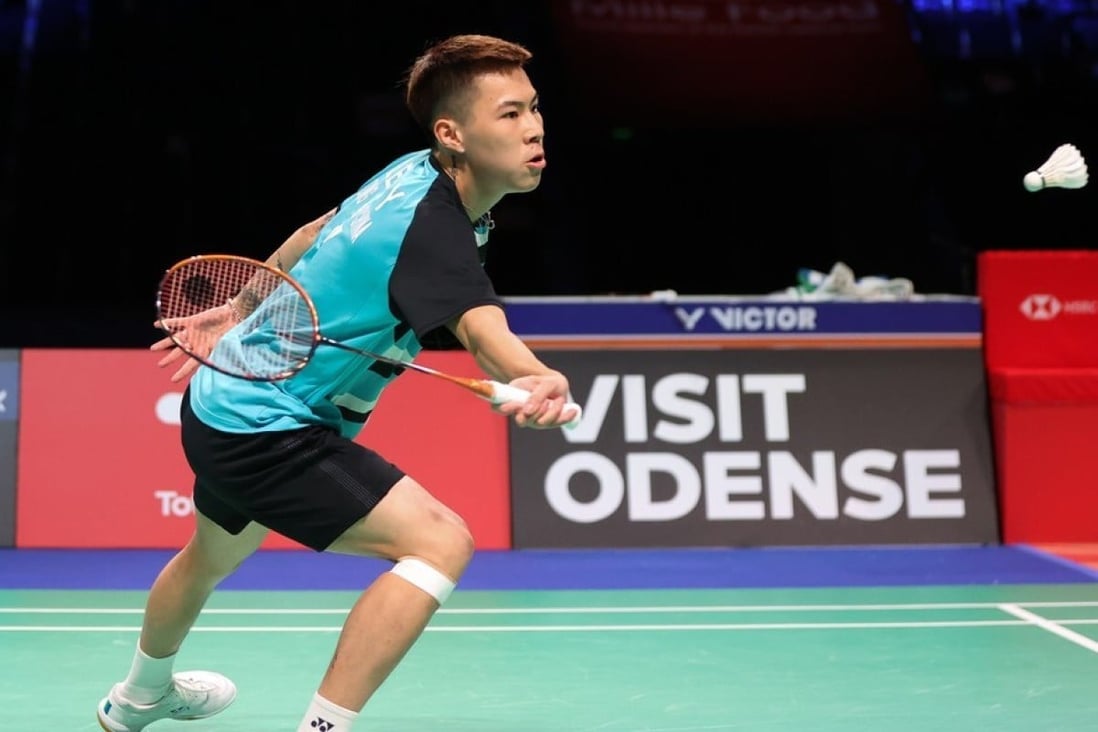 Unseeded Lee Cheuk-yiu in action at the 2021 Denmark Open. Photo: Badminton Photo