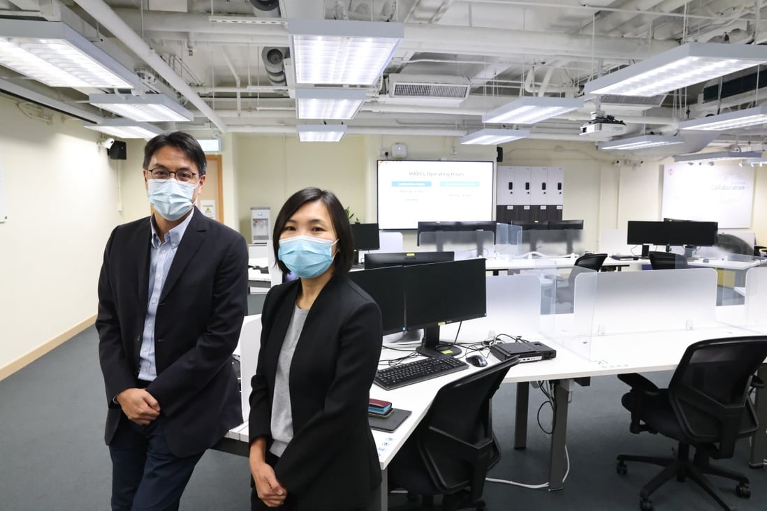 Dr Joanna Pang and Dennis Lee at the Hospital Authority's data lab. Photo: K. Y. Cheng
