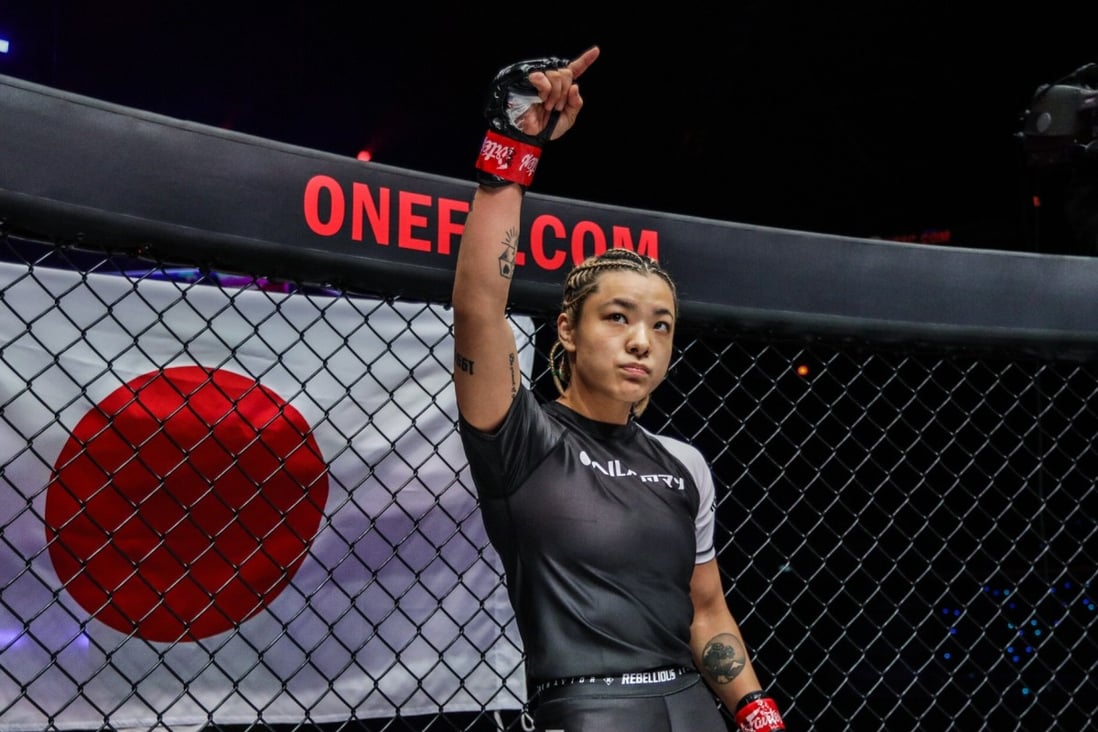 Itsuki Hirata gets set for her atomweight grand prix quarter-final against Alyse Anderson. Photos: ONE Championship
