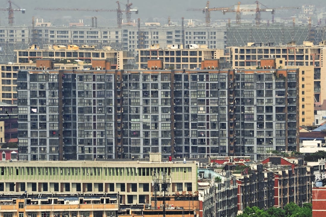A residential project under construction in Yiwu, Zhejiang province. The city has eased presale rules, giving developers a much-needed boost. Photo: Xinhua