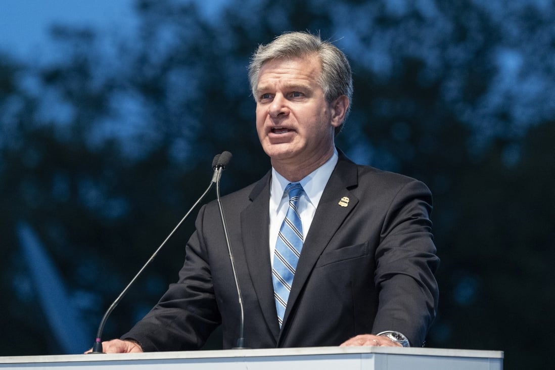 FBI Director Christopher Wray told the Economic Club of New York on Thursday that “most of the time” cyber thefts or other intellectual property threats are “coming from the Chinese government or companies under the Chinese government‘s sway”. Photo: AP