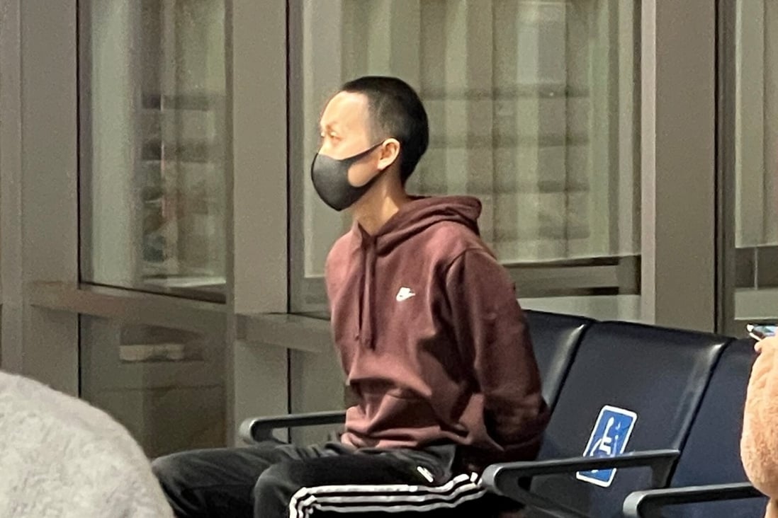 A man who was restrained after an incident aboard an American Airlines flight which was diverted to Denver, Colorado. Photo: Mackenzie Rose via Reuters.