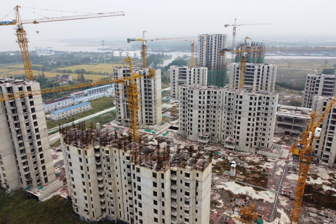 Residential buildings under construction last month at Evergrande Cultural Tourism City, in Suzhou, Jiangsu province. Photo: Reuters