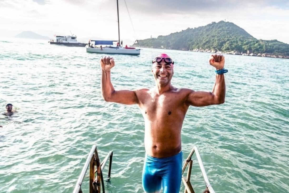 Mayank Vaid swims around Hong Kong Island, again, becoming the first person to do it twice. Photo: Maxime Vanhollebeke