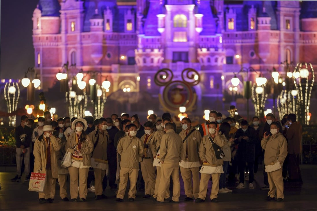 Visitors to the Shanghai Disneyland were caught up in China’s zero-Covid-19 approach, which the country’s top respiratory diseases expert Zhong Nanshan said last week was less costly than living with the disease. Photo: AP
