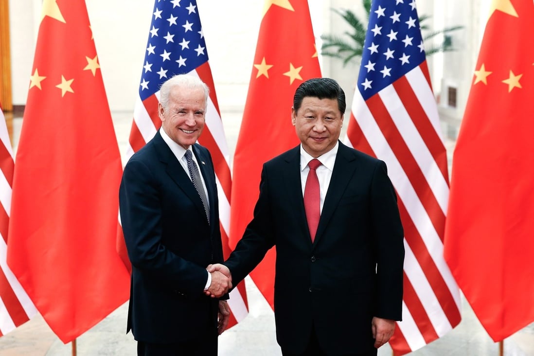 Chinese President Xi Jinping shakes hands with then-US Vice-President Joe Biden inside the Great Hall of the People in 2013 in Beijing. Photo: TNS