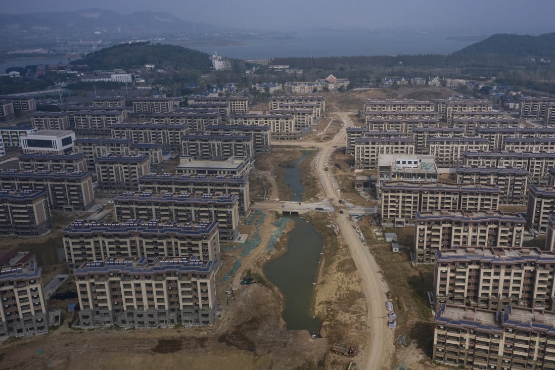 Unfinished buildings at Evergrande’s Health Valley development on the outskirts of Nanjing. Photo: Bloomberg