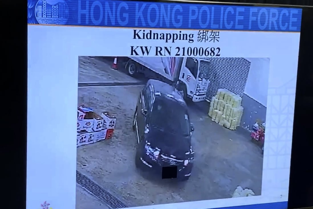 Police show CCTV footage showing the victim being moved from a Kowloon Bay industrial unit to a container yard in the New Territories. Photo: Handout