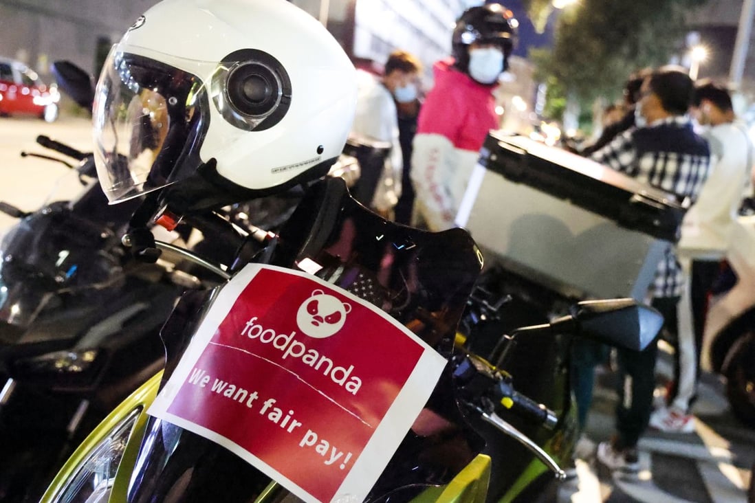 Foodpanda couriers went on strike over the weekend to protest against pay cuts. Photo: May Tse