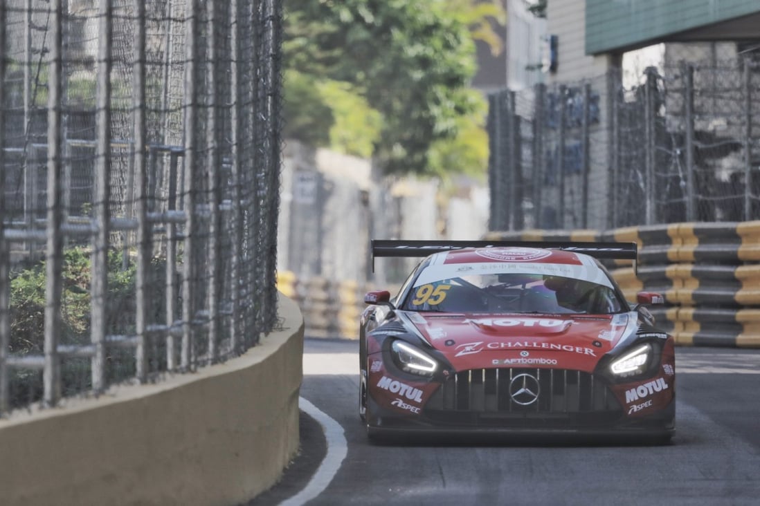 Hong Kong's Darryl O'Young drives his Craft Bamboo Racing Mercedes-AMG GT3 in the Macau GT Cup qualifier event. Photo: Craft Bamboo Racing