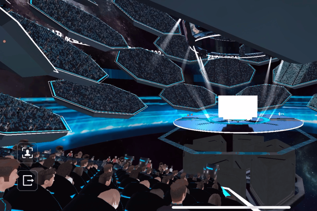 The virtual conference centre in Baidu’s metaverse app XiRang can simultaneously accommodate 100,000 people for meetings and other interactions. Photo: Baidu