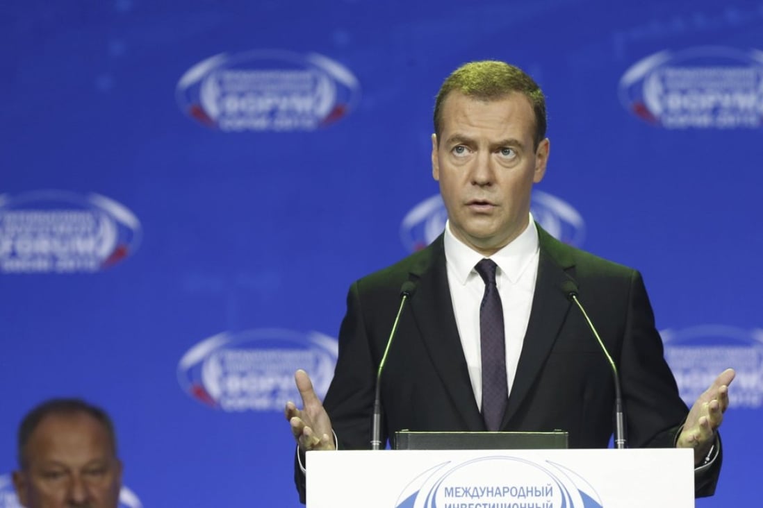 Russian Prime Minister Dmitry Medvedev warned in January that a European Union proposal to ban Russia from SWIFT due to the conflict in Ukraine would elicit an “unlimited” response from Russia. Photo: Reuters