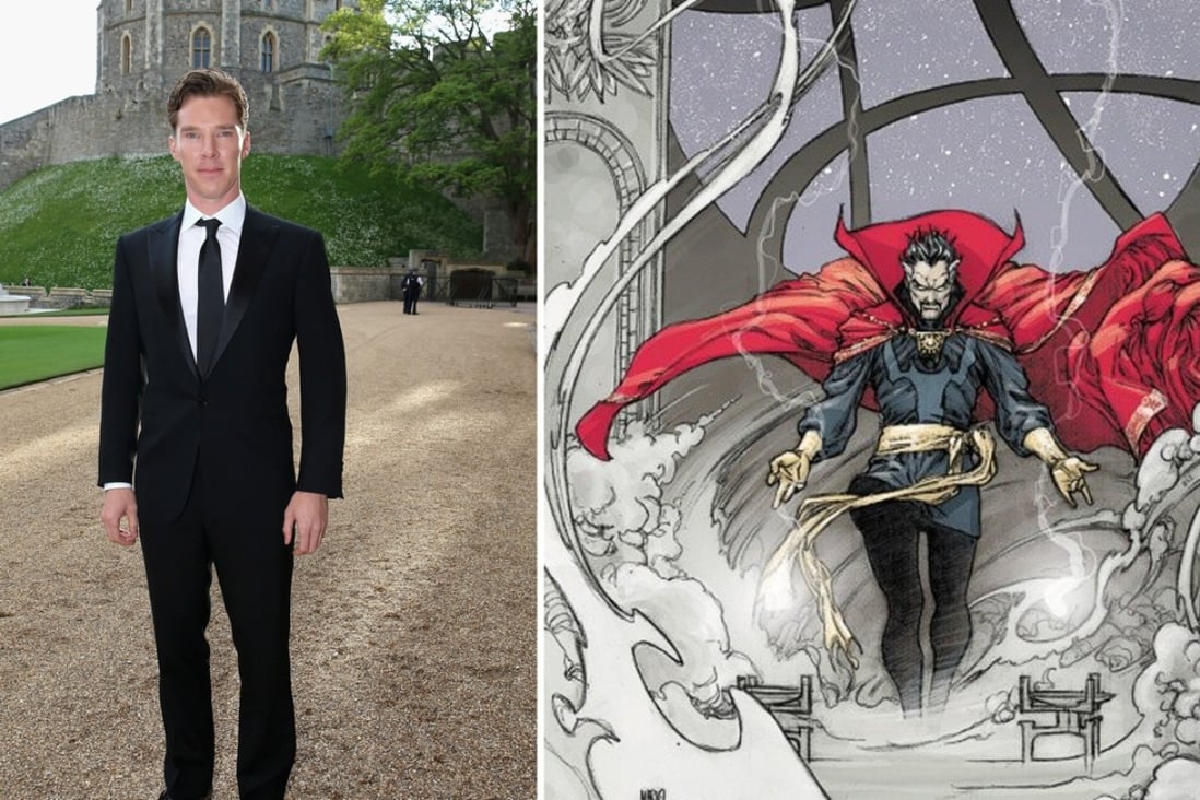 British actor Benedict Cumberbatch; and a comic book image of Doctor Strange. Photo: AFP