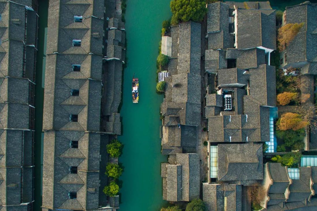An aerial view of Wuzhen, host of the World Internet Conference. Photo: Xinhua
