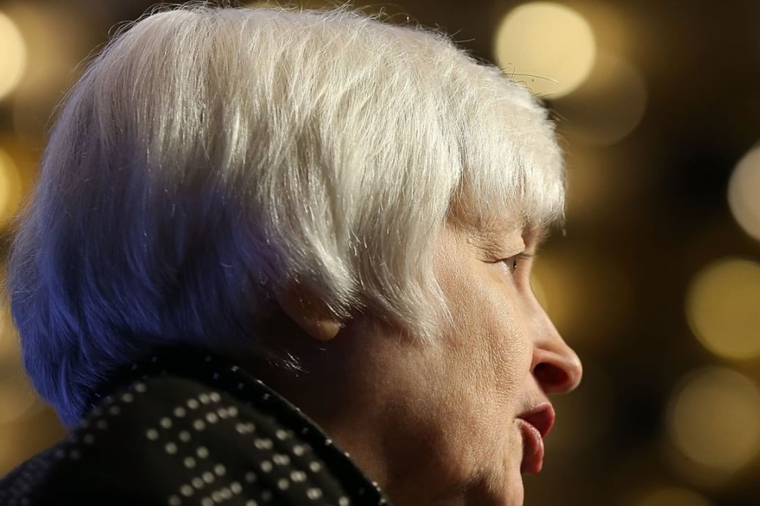 US Federal Reserve Board Chairwoman Janet Yellen delivers remarks AT the Economic Club of Washington as the time approaches for the Fed to decideon raising US interest rates for the first time in nearly a decade. Photo: AFP