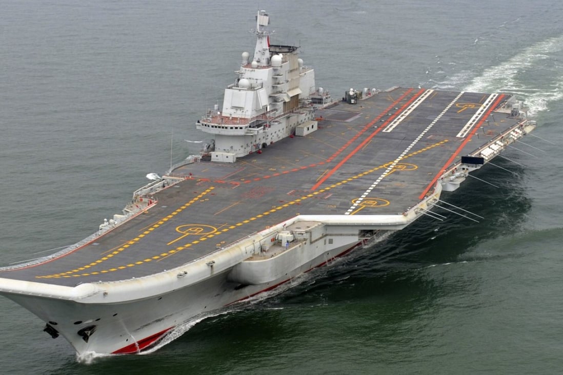 Chinese aircraft carrier Liaoning cruises for a test on the sea. Photo: AP