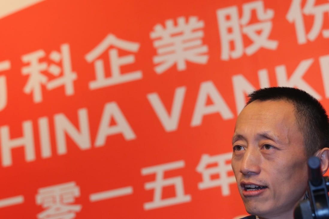 China Vanke Co president Yu Liang briefs during the company's 2015 Interim results in the press conference at JW Marriot Hotel, Adniralty on August 17, Photo David Wong