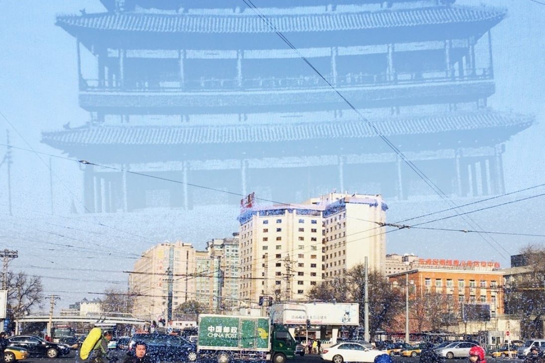 A double-exposure picture taken with an app on a mobile phone brings past and present together. Photo: Simon Song
