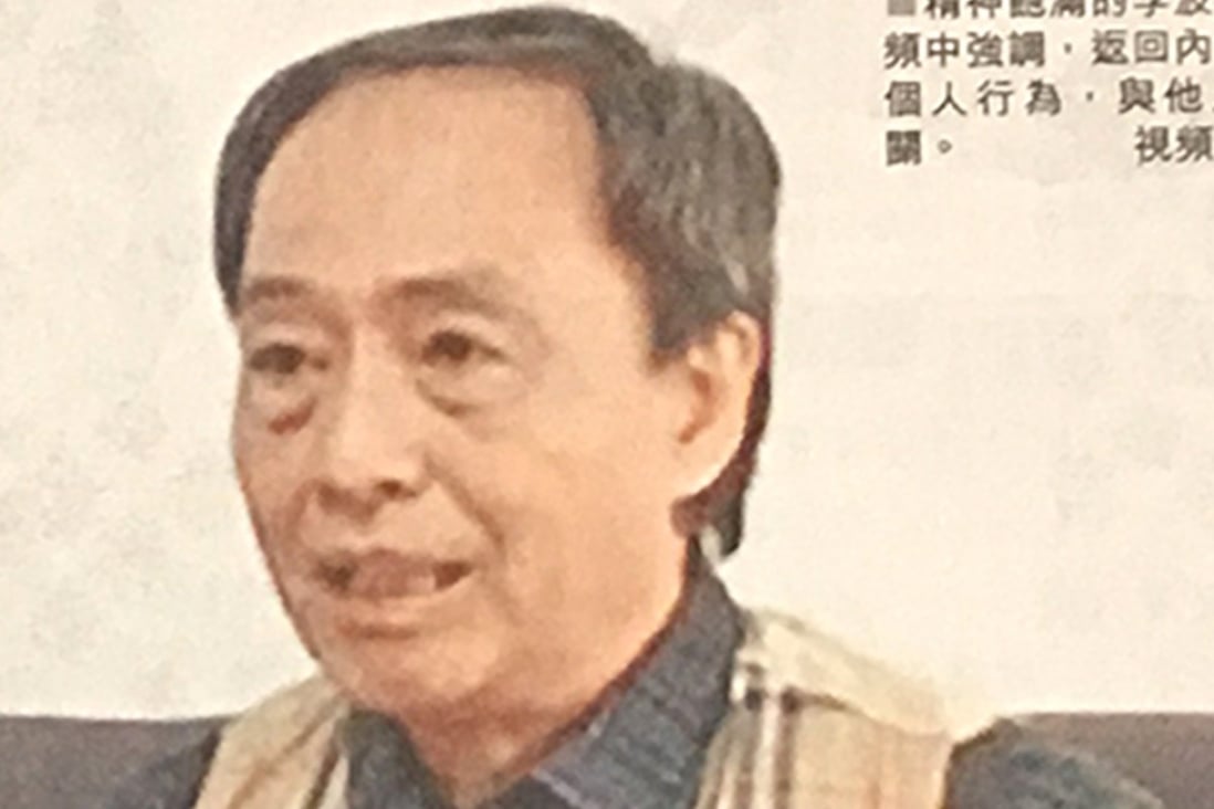 Screenshot of Lee Bo from purported video reported in Sing Tao newspaper