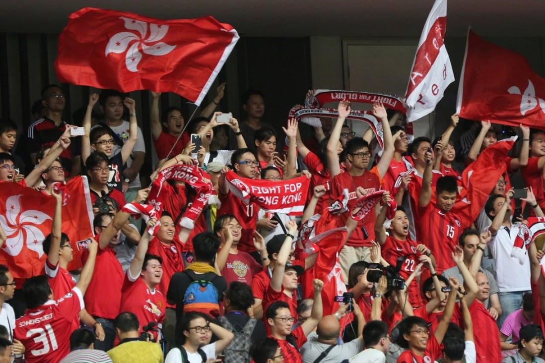 Hong Kong fans show their support at Bao’an Stadium in Shenzhen. Photo: SCMP