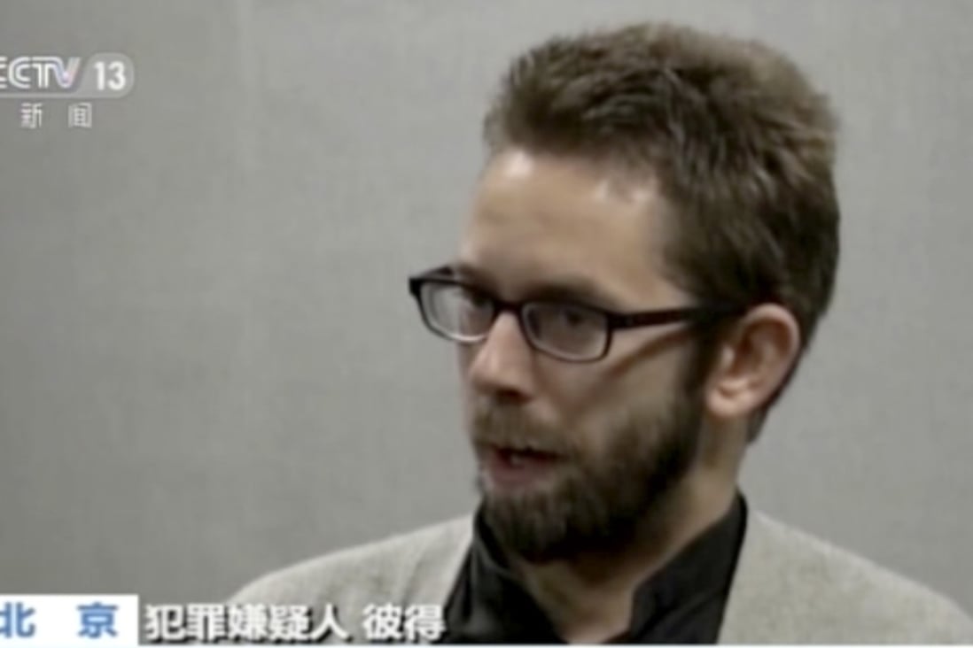 A screengrab of Peter Dahlin, a Swedish co-founder of a human rights group, from an undated video released by China Central Television (CCTV). Photo: AP