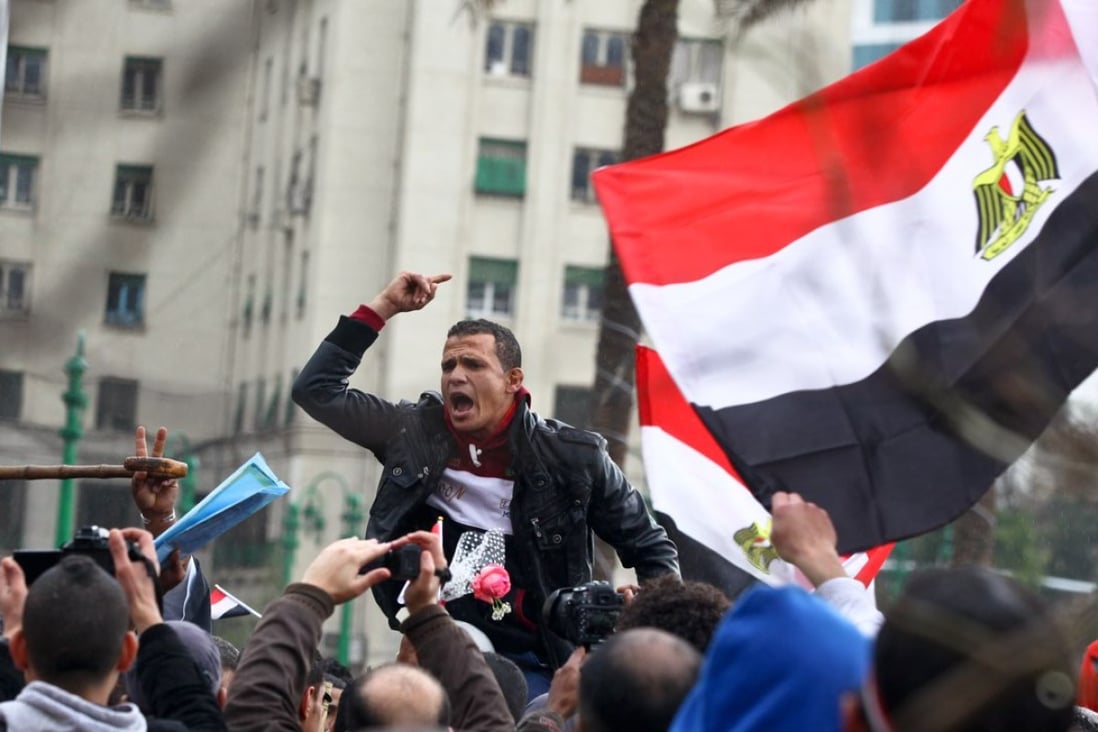 People gather to celebrate the fifth anniversary of the beginning of the 2011 protest which ended former Egyptian President Hosni Mubarak's 30-year rule during the Arab Spring demonstrations which swept countries in the region. Photo: Xinhua