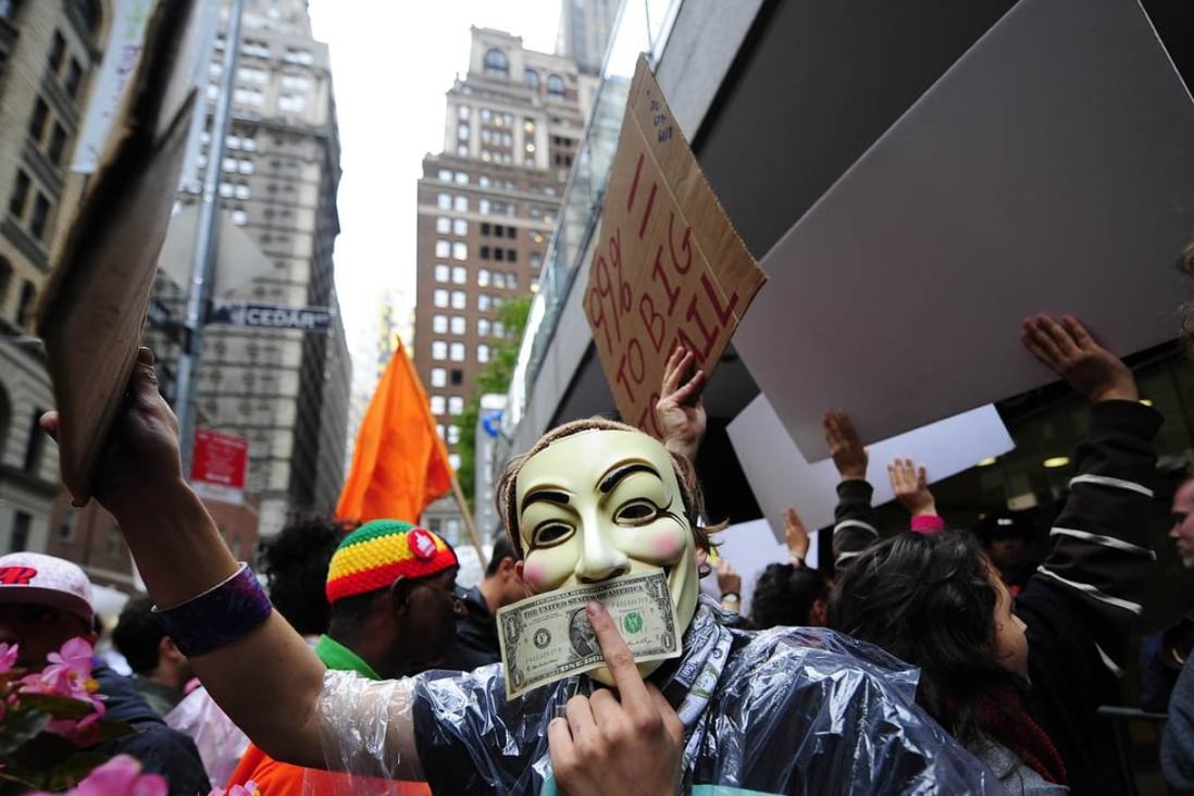 Occupy Wall Street protesters rally near Wall Street in New York in October 2011. Photo: AFP
