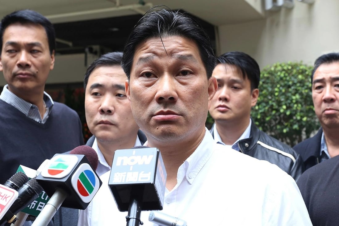 Junior Police Officers' Association chairman Joe Chan (centre) spoke before the media on Thursday. Photo: SCMP Pictures