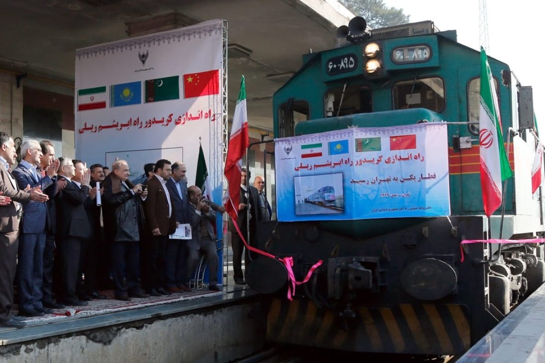 The first Chinese cargo train, following Iran-China efforts to revive the Silk Road, arrives in Tehran on February 15. The 32-container train arrived after a 14-day journey from northwestern China. Photo: EPA