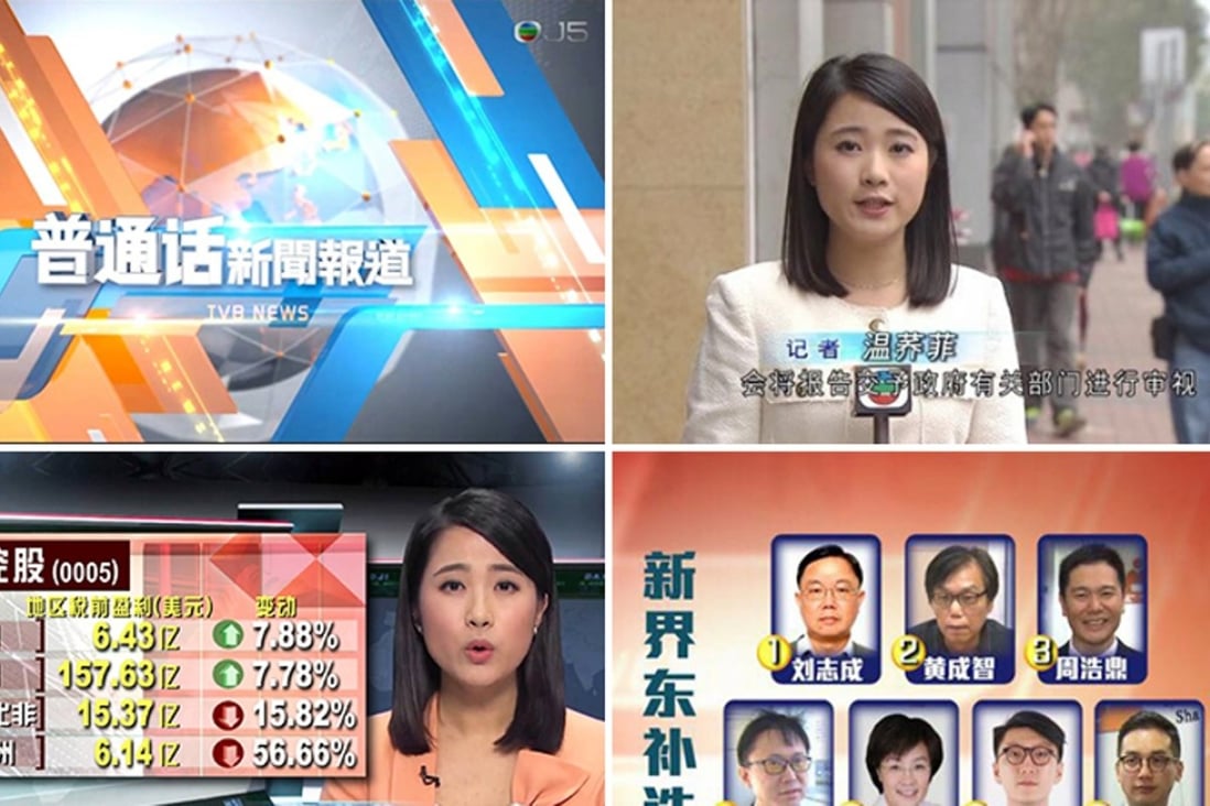 Simplified Chinese characters have replaced traditional ones in the evening Putonghua newscasts on the J5 channel. Photo: TVB screen grabs