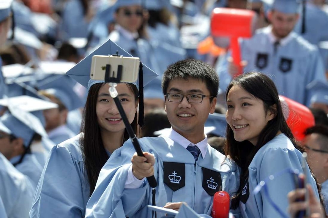 Chinese graduates of New York’s Columbia University attend the commencement ceremony. Photo: Xinhua