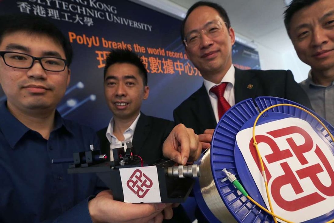 A team at PolyU has developed software to vastly improve connection speeds for data centres. Photo: K. Y. Cheng