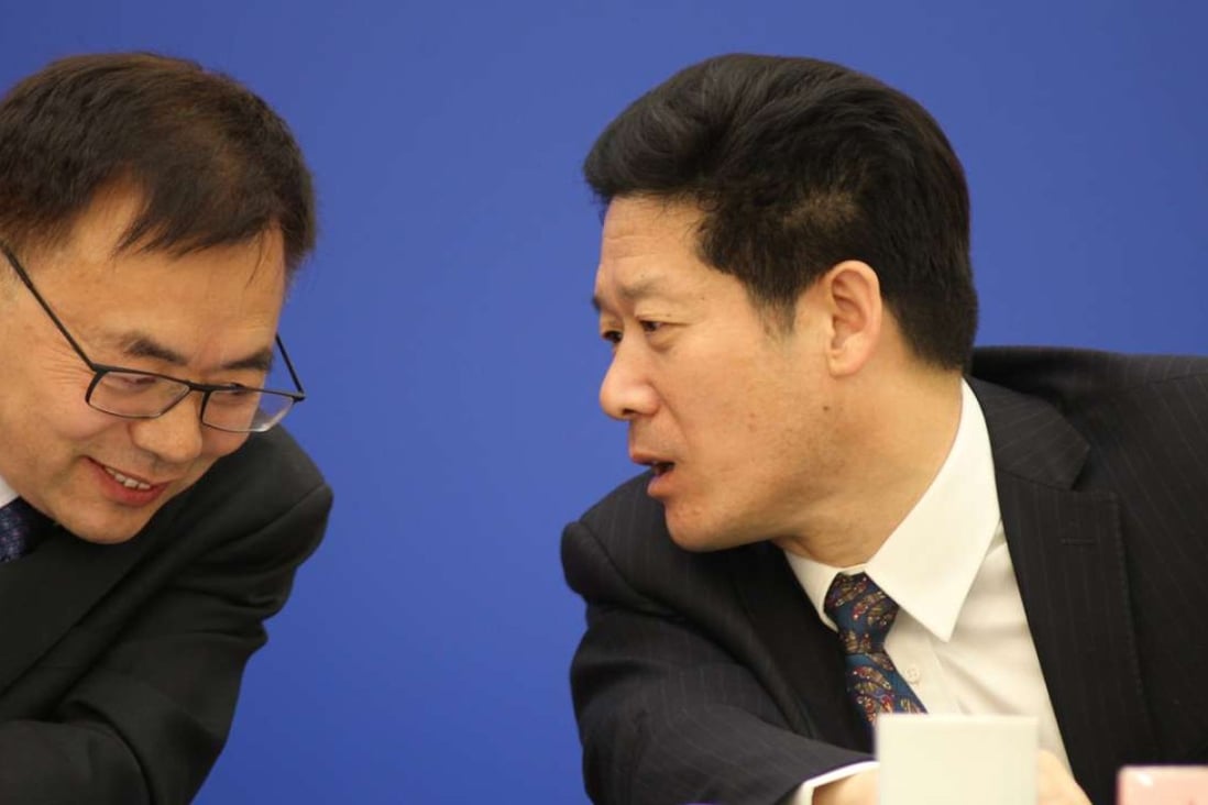 Guo Linmao (left) and Hao Yunhong at the press conference. Photo: Simon Song