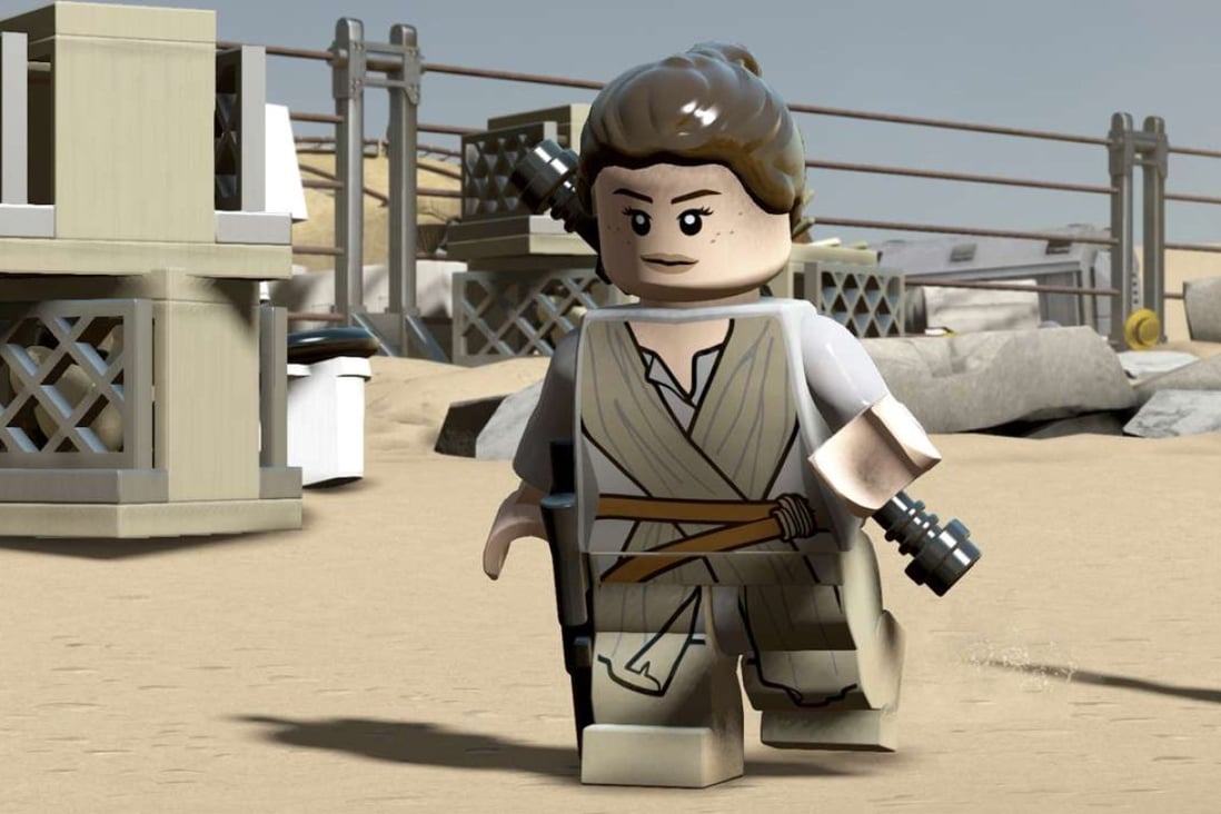 Rey in a scene from Lego Star Wars: The Force Awakens.