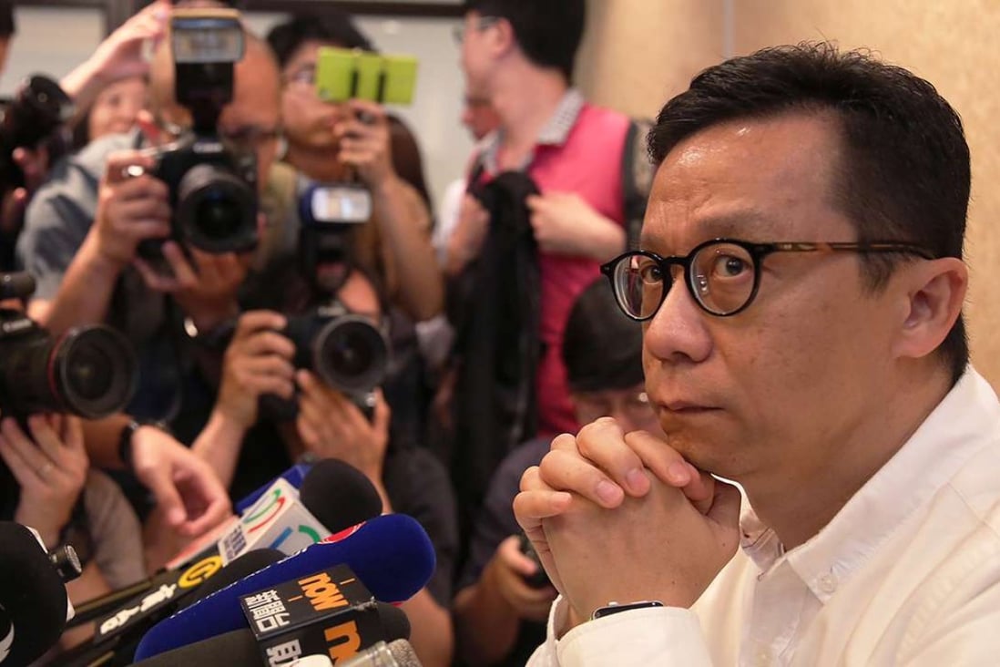 Ricky Wong meets the press to share his Legco election plans. Photo: Sam Tsang