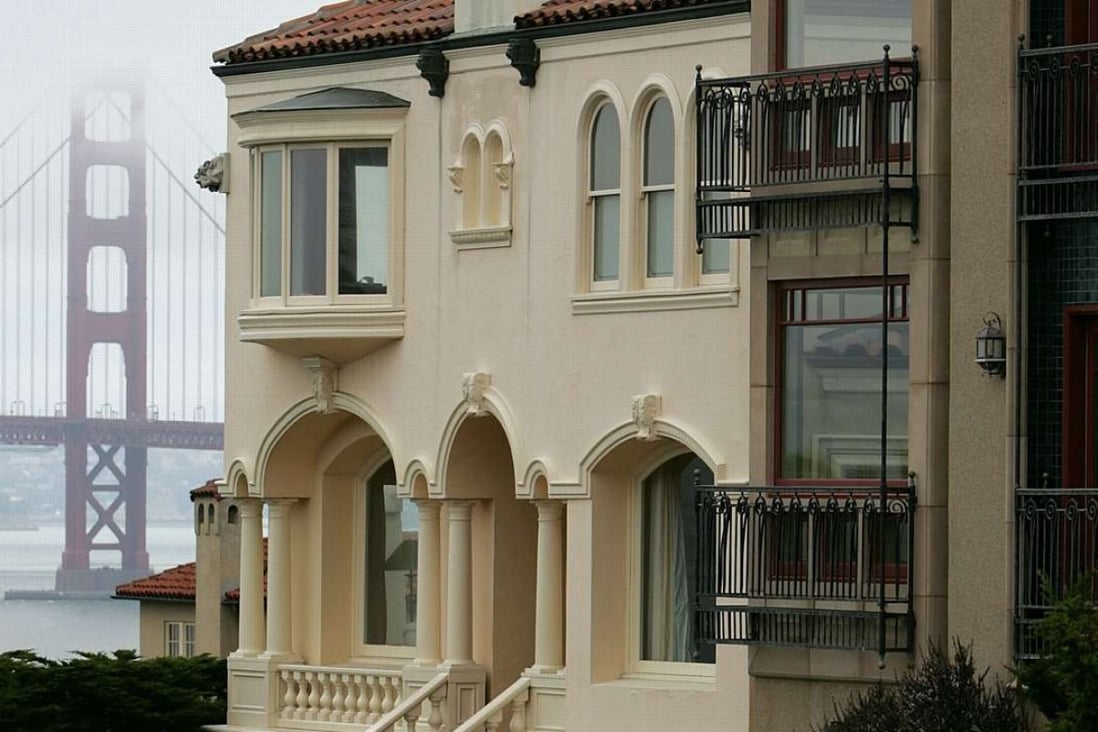 A row of luxury homes is seen near the Golden Gate Bridge in the Sea Cliff neighbourhood of San Francisco, one of the most popular US cities for Chinese real estate buyers. Photo: AFP