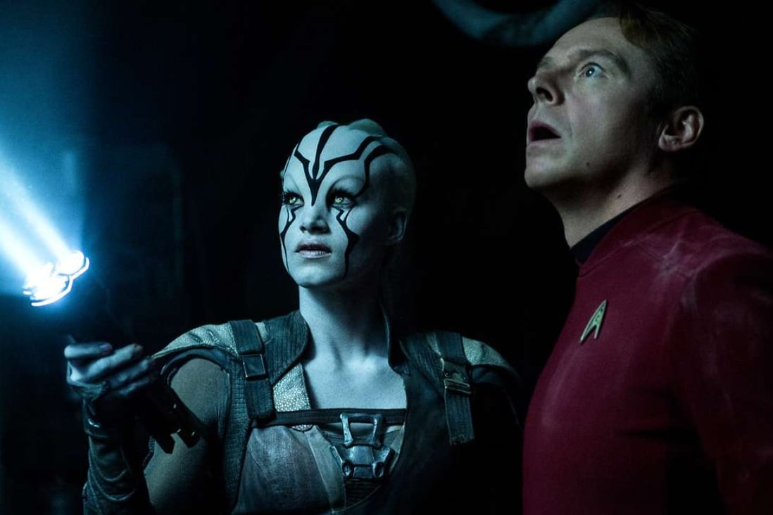 Sofia Boutella (left) and Simon Pegg in a still from Star Trek Beyond.