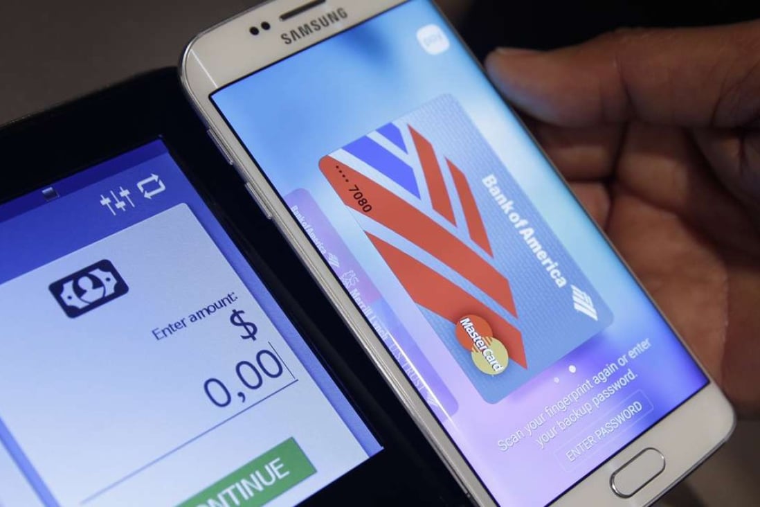 Backed by China UnionPay, payment services like Samsung Pay were introduced in China earlier in 2016. Photo: AP FILE - In this Aug. 6. 2015 file photo, a Samsung employee demonstrates Samsung Pay using a Galaxy S6 Edge Plus in New York. Samsung’s mobile-payment service, Samsung Pay, will expand beyond the U.S. and Korea this year. The Korean company said Friday, Feb. 19, 2016, that it’s coming to China in March, a month after rival Apple Pay. Samsung Pay will hit Australia, Brazil, Singapore, Spain and the U.K. later in the year. (AP Photo/Seth Wenig, File)