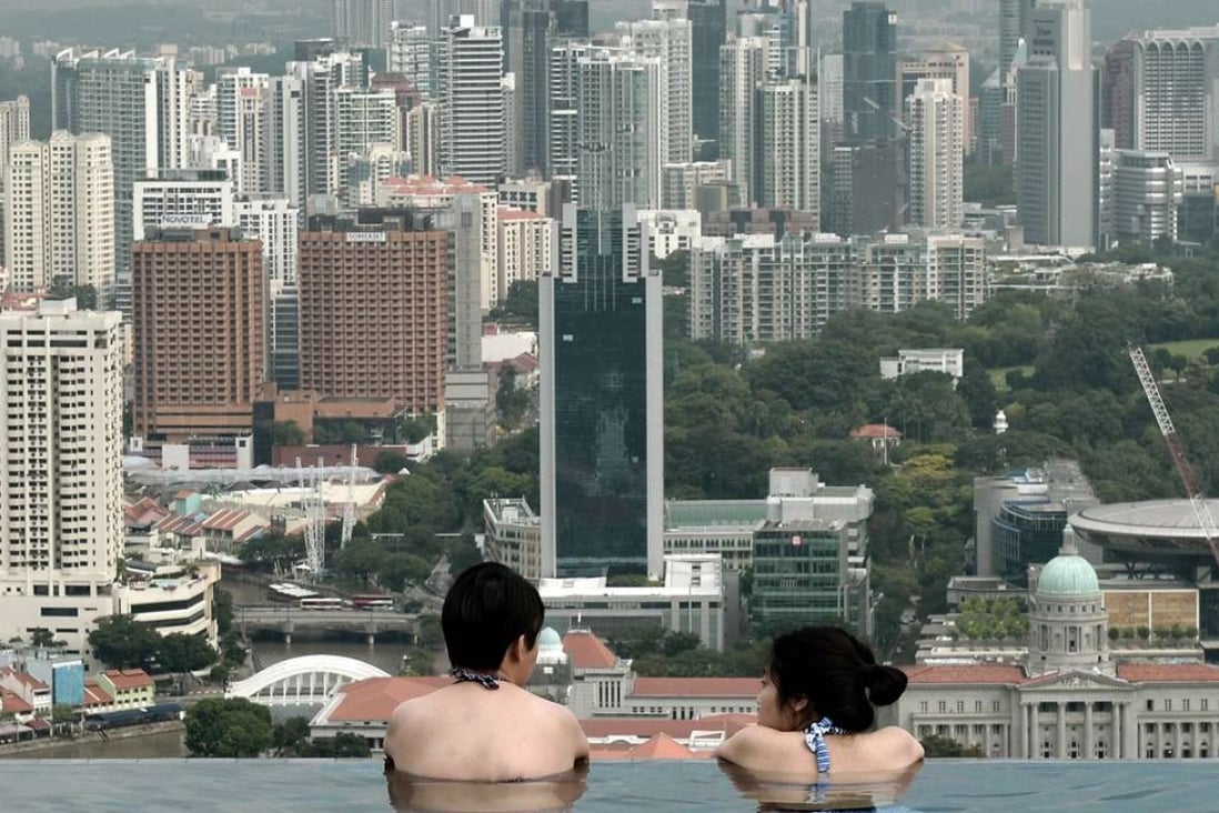 The view from a rooftop pool in Singapore. Photo: AP