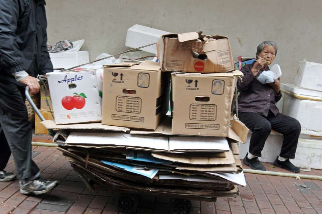 The scrimping government refuses to help elderly people who are forced to scavenge rubbish to survive. Photo: K.Y. Cheng