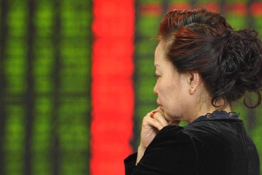 In Tuesday trade, China’s Shanghai Composite Index failed to recoup heavy losses from Monday, when it plunged 3.2 per cent to post its biggest daily fall since February 25. Photo: AFP