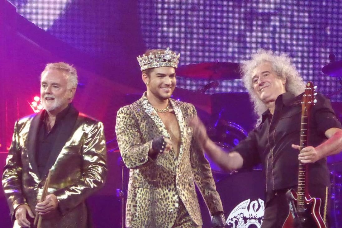 Roger Taylor, left, Adam Lambert and Brian May, who will be coming to Hong Kong in September.