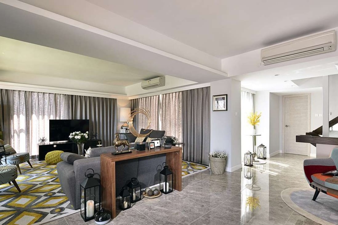 Spacious living room in the apartment at 1 Robinson Road, a development which was completed in 1979 and is well maintained.
