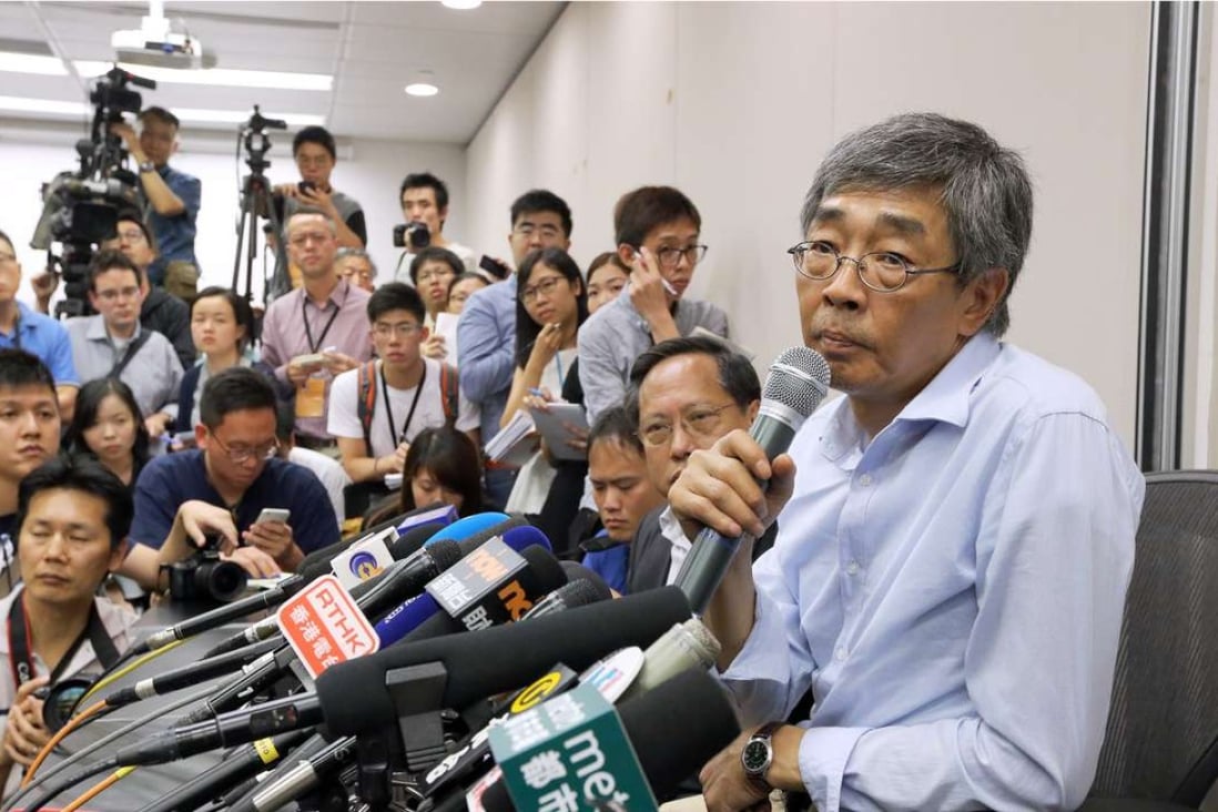 Hong Kong bookseller Lam Wing-kee listens to questions from reporters in Hong Kong on Thursday. Photo: Felix Wong