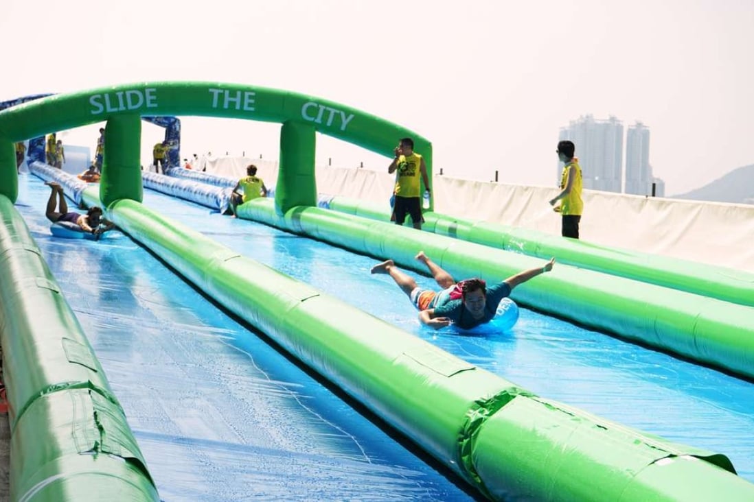 Ride the giant water slide in Central this summer.