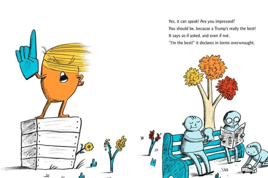 New Yorker illustrator Marc Rosenthal creates a delightful Trump beast with little more than the hair, the signature posture and the pursed lips in A Child's First Book of Trump.