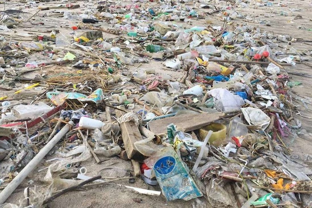 Refuse on a beach at Cheung Sha, Lantau. The Hong Kong government began receiving reports of abnormal amounts of marine waste washing up on beaches on June 20.