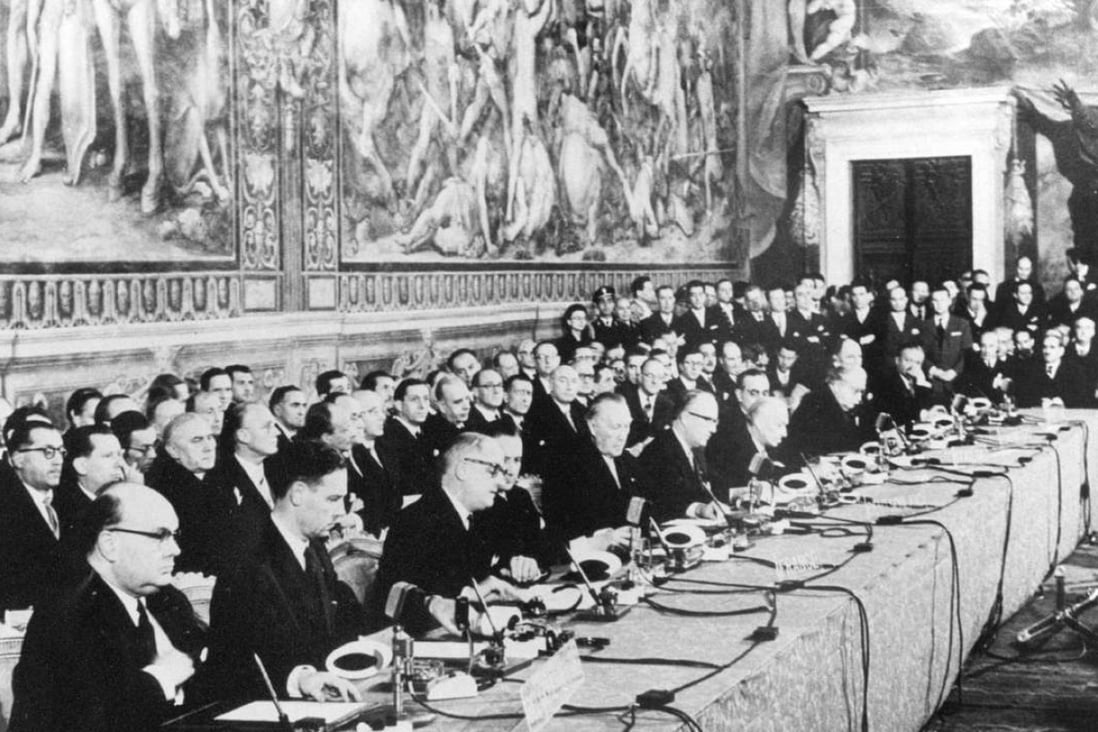 The European Economic Community is established in Rome in 1957. Picture: AFP