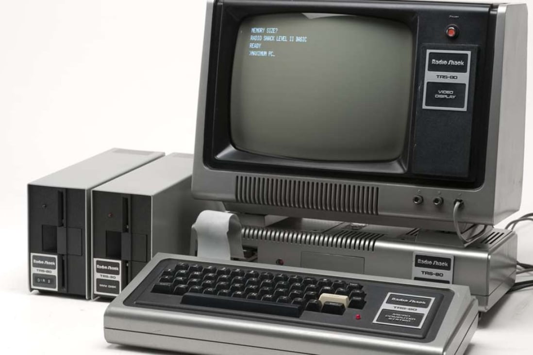 The Tandy TRS-80, one of the first desktop home computers; Isaac Asimov used on.